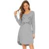 imageWiWi Nightgowns for Women Soft Long Sleeve Nightgown Plus Size Sleep Shirt Pajama Gown Viscose from Bamboo S4XBheather GreyCat