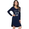 imageWiWi Nightgowns for Women Soft Long Sleeve Nightgown Plus Size Sleep Shirt Pajama Gown Viscose from Bamboo S4XBnavyEye
