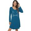 imageWiWi Nightgowns for Women Soft Long Sleeve Nightgown Plus Size Sleep Shirt Pajama Gown Viscose from Bamboo S4XBteal BlueCat
