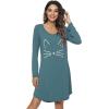 imageWiWi Nightgowns for Women Soft Long Sleeve Nightgown Plus Size Sleep Shirt Pajama Gown Viscose from Bamboo S4XBvintage IndigoCat