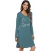 imageWiWi Nightgowns for Women Soft Long Sleeve Nightgown Plus Size Sleep Shirt Pajama Gown Viscose from Bamboo S4XBvintage IndigoCat