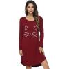 imageWiWi Nightgowns for Women Soft Long Sleeve Nightgown Plus Size Sleep Shirt Pajama Gown Viscose from Bamboo S4XBwineCat