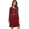 imageWiWi Nightgowns for Women Soft Long Sleeve Nightgown Plus Size Sleep Shirt Pajama Gown Viscose from Bamboo S4XBwineCat
