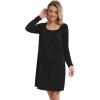 imageWiWi Nightgowns for Women Square Neck Long Sleeve Night Gowns Viscose from Bamboo Soft Night Shirt Pajamas SXXLBlack