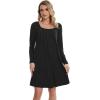 imageWiWi Nightgowns for Women Square Neck Long Sleeve Night Gowns Viscose from Bamboo Soft Night Shirt Pajamas SXXLBlack