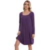 imageWiWi Nightgowns for Women Square Neck Long Sleeve Night Gowns Viscose from Bamboo Soft Night Shirt Pajamas SXXLDark Purple