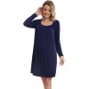 imageWiWi Nightgowns for Women Square Neck Long Sleeve Night Gowns Viscose from Bamboo Soft Night Shirt Pajamas SXXLNavy