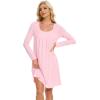 imageWiWi Nightgowns for Women Square Neck Long Sleeve Night Gowns Viscose from Bamboo Soft Night Shirt Pajamas SXXLPink