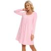 imageWiWi Nightgowns for Women Square Neck Long Sleeve Night Gowns Viscose from Bamboo Soft Night Shirt Pajamas SXXLPink