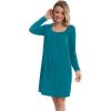 imageWiWi Nightgowns for Women Square Neck Long Sleeve Night Gowns Viscose from Bamboo Soft Night Shirt Pajamas SXXLTeal Blue