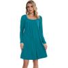 imageWiWi Nightgowns for Women Square Neck Long Sleeve Night Gowns Viscose from Bamboo Soft Night Shirt Pajamas SXXLTeal Blue