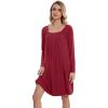 imageWiWi Nightgowns for Women Square Neck Long Sleeve Night Gowns Viscose from Bamboo Soft Night Shirt Pajamas SXXLWine