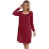 imageWiWi Nightgowns for Women Square Neck Long Sleeve Night Gowns Viscose from Bamboo Soft Night Shirt Pajamas SXXLWine