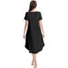 imageWiWi Nightgowns for Women Viscose from Bamboo Nightshirts Short Sleeve Nightshirt Sleep Gowns Loungewear Nightdress SXXLBlack