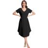 imageWiWi Nightgowns for Women Viscose from Bamboo Nightshirts Short Sleeve Nightshirt Sleep Gowns Loungewear Nightdress SXXLBlack