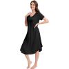 imageWiWi Nightgowns for Women Viscose from Bamboo Nightshirts Short Sleeve Nightshirt Sleep Gowns Loungewear Nightdress SXXLBlack