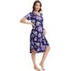imageWiWi Nightgowns for Women Viscose from Bamboo Nightshirts Short Sleeve Nightshirt Sleep Gowns Loungewear Nightdress SXXLDark NavyPurple Floral