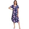 imageWiWi Nightgowns for Women Viscose from Bamboo Nightshirts Short Sleeve Nightshirt Sleep Gowns Loungewear Nightdress SXXLDark NavyPurple Floral