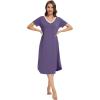 imageWiWi Nightgowns for Women Viscose from Bamboo Nightshirts Short Sleeve Nightshirt Sleep Gowns Loungewear Nightdress SXXLLavender