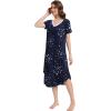 imageWiWi Nightgowns for Women Viscose from Bamboo Nightshirts Short Sleeve Nightshirt Sleep Gowns Loungewear Nightdress SXXLNavy Stars