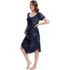 imageWiWi Nightgowns for Women Viscose from Bamboo Nightshirts Short Sleeve Nightshirt Sleep Gowns Loungewear Nightdress SXXLNavy Stars