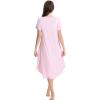 imageWiWi Nightgowns for Women Viscose from Bamboo Nightshirts Short Sleeve Nightshirt Sleep Gowns Loungewear Nightdress SXXLPink