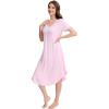 imageWiWi Nightgowns for Women Viscose from Bamboo Nightshirts Short Sleeve Nightshirt Sleep Gowns Loungewear Nightdress SXXLPink