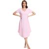 imageWiWi Nightgowns for Women Viscose from Bamboo Nightshirts Short Sleeve Nightshirt Sleep Gowns Loungewear Nightdress SXXLPink