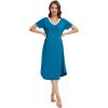 imageWiWi Nightgowns for Women Viscose from Bamboo Nightshirts Short Sleeve Nightshirt Sleep Gowns Loungewear Nightdress SXXLTeal Blue