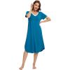 imageWiWi Nightgowns for Women Viscose from Bamboo Nightshirts Short Sleeve Nightshirt Sleep Gowns Loungewear Nightdress SXXLTeal Blue