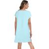 imageWiWi Nightgowns for Women Viscose from Bamboo Short Raglan Sleeve Pajama Gowns Nightshirts SXXLAqua