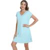 imageWiWi Nightgowns for Women Viscose from Bamboo Short Raglan Sleeve Pajama Gowns Nightshirts SXXLAqua