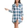 imageWiWi Nightgowns for Women Viscose from Bamboo Soft Long Sleeve Sleep Shirt SXXLNavyGreen Plaid