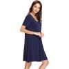 imageWiWi Soft Nightgowns for Women Viscose from Bamboo Sleep Shirts Plus Size Pajamas Short Sleeve Sleepwear S4XAnavy