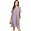 imageWiWi Soft Nightgowns for Women Viscose from Bamboo Sleep Shirts Plus Size Pajamas Short Sleeve Sleepwear S4XAviolet