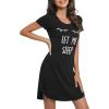 imageWiWi Soft Nightgowns for Women Viscose from Bamboo Sleep Shirts Plus Size Pajamas Short Sleeve Sleepwear S4XBblack Eye