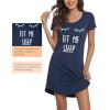 imageWiWi Soft Nightgowns for Women Viscose from Bamboo Sleep Shirts Plus Size Pajamas Short Sleeve Sleepwear S4XBdark Blue Eye