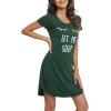 imageWiWi Soft Nightgowns for Women Viscose from Bamboo Sleep Shirts Plus Size Pajamas Short Sleeve Sleepwear S4XBdeep Green Eye