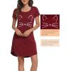 imageWiWi Soft Nightgowns for Women Viscose from Bamboo Sleep Shirts Plus Size Pajamas Short Sleeve Sleepwear S4XBwine Cat