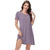 imageWiWi Soft Nightgowns for Women Viscose from Bamboo Sleep Shirts Plus Size Pajamas Short Sleeve Sleepwear S4XDviolet