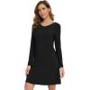 imageWiWi Viscose Made from Bamboo Nightgowns for Women Long Sleeve Satin V Neck Night shirt Soft Sleepshirt Sleepwear SXXLBlack