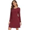 imageWiWi Viscose Made from Bamboo Nightgowns for Women Long Sleeve Satin V Neck Night shirt Soft Sleepshirt Sleepwear SXXLWine