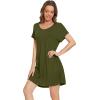 imageWiWi Viscose from Bamboo Nightgowns for Women Lightweight Casual Nightgown Short Sleeve Sleep Shirt Soft Summer Night SXXLAarmy Green
