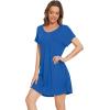 imageWiWi Viscose from Bamboo Nightgowns for Women Lightweight Casual Nightgown Short Sleeve Sleep Shirt Soft Summer Night SXXLAbright Blue