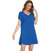 imageWiWi Viscose from Bamboo Nightgowns for Women Lightweight Casual Nightgown Short Sleeve Sleep Shirt Soft Summer Night SXXLAbright Blue