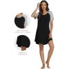 imageWiWi Viscose from Bamboo Nightgowns for Women Lightweight Casual Nightgown Short Sleeve Sleep Shirt Soft Summer Night SXXLBblack