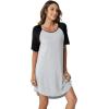 imageWiWi Viscose from Bamboo Nightgowns for Women Lightweight Casual Nightgown Short Sleeve Sleep Shirt Soft Summer Night SXXLBlight Heather GreyBlack