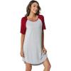 imageWiWi Viscose from Bamboo Nightgowns for Women Lightweight Casual Nightgown Short Sleeve Sleep Shirt Soft Summer Night SXXLBlight Heather GreyWine Red
