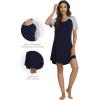 imageWiWi Viscose from Bamboo Nightgowns for Women Lightweight Casual Nightgown Short Sleeve Sleep Shirt Soft Summer Night SXXLBnavy