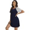 imageWiWi Viscose from Bamboo Nightgowns for Women Lightweight Casual Nightgown Short Sleeve Sleep Shirt Soft Summer Night SXXLBnavy